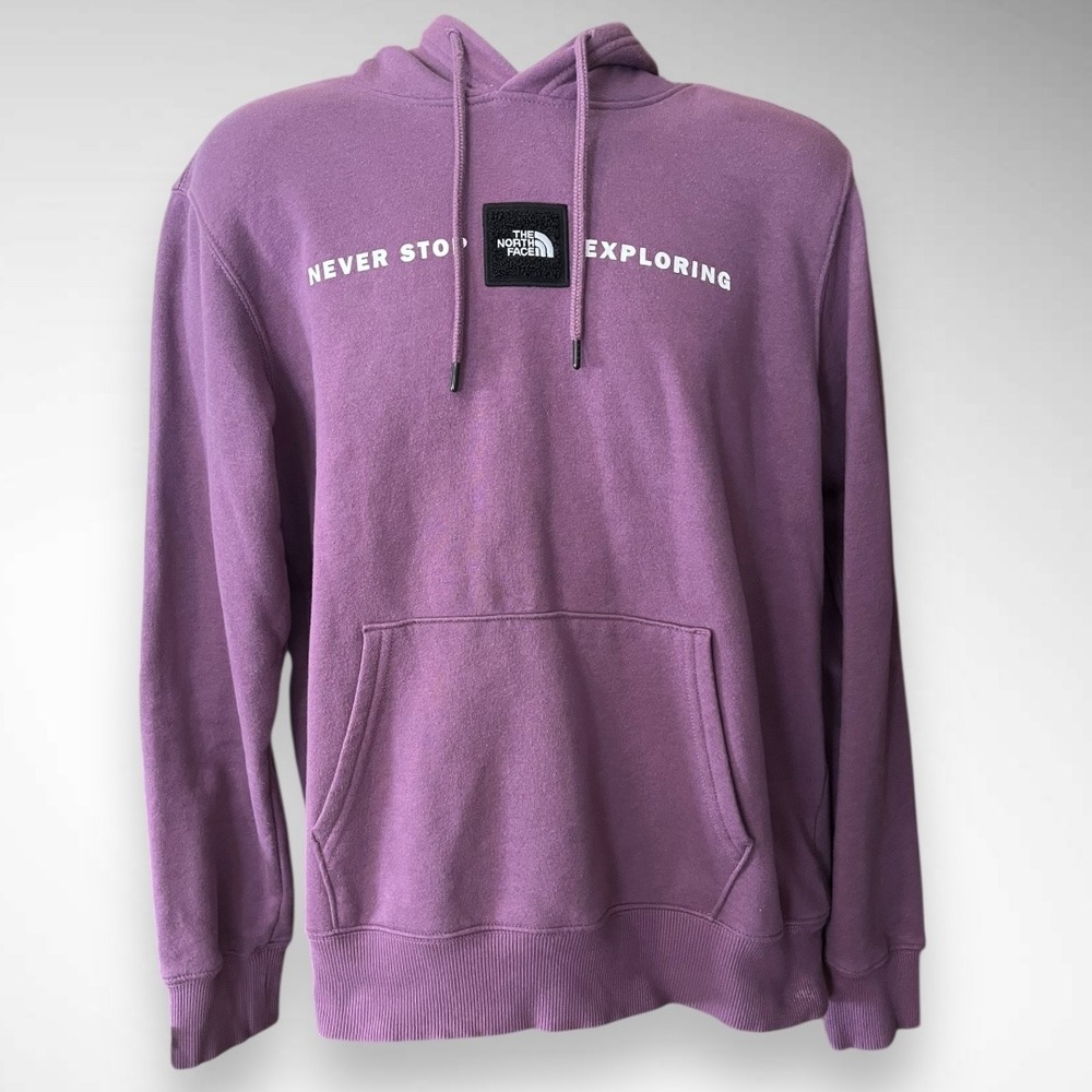 THE NORTH FACE Men's Purple "Never Stop Exploring" Hooded Sweatshirt  | EUC‎